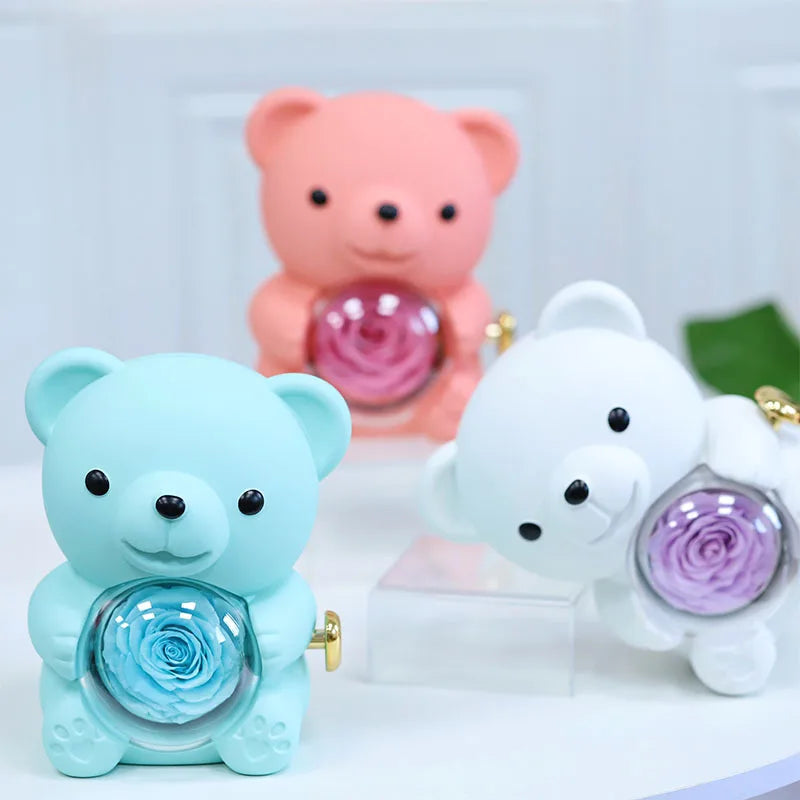 Caja para collar y anillo con forma de osito de peluche