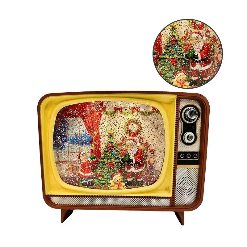 Christmas Retro TV Snow Globe Decoration