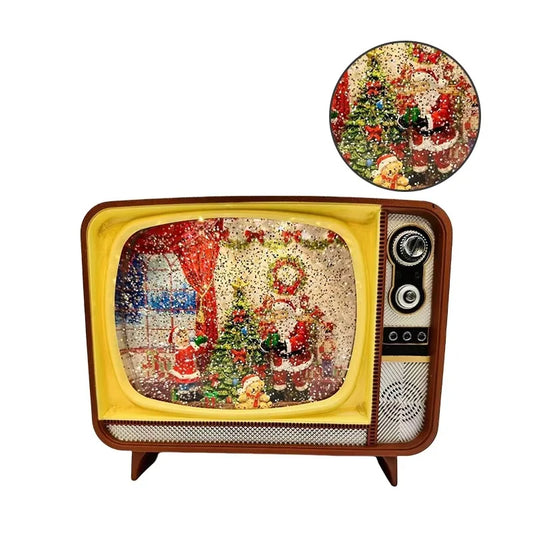 Christmas Retro TV Snow Globe Decoration