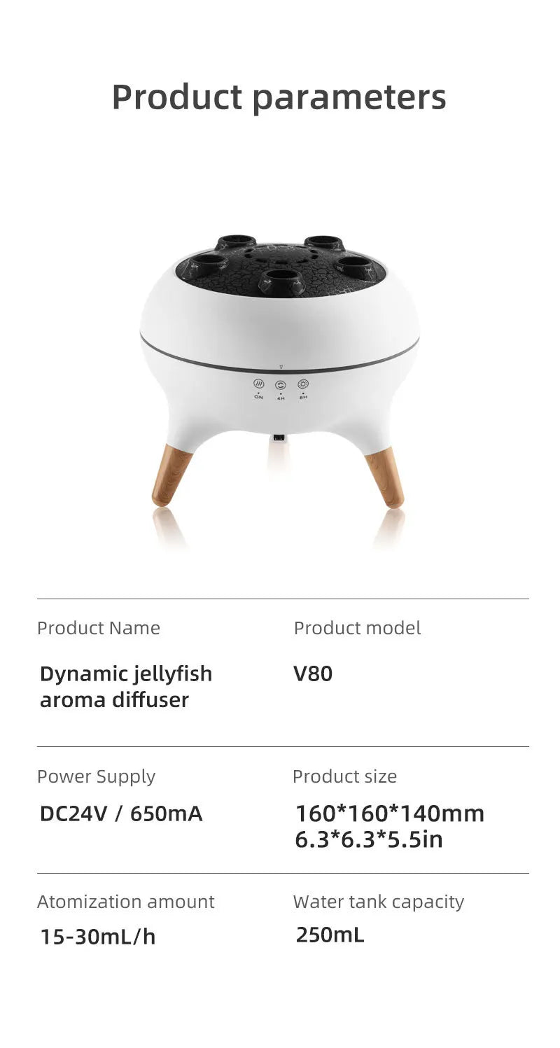 Dynamic Flame Jellyfish Aromatherapy Humidifier