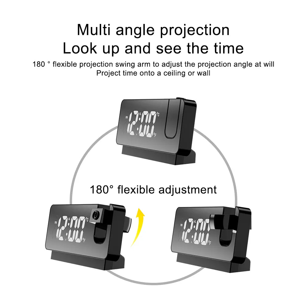 Reloj despertador digital LED con rotación de 180°