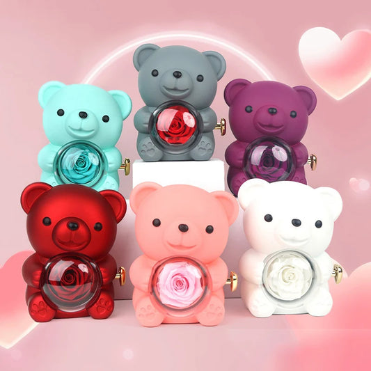 Caja para collar y anillo con forma de osito de peluche