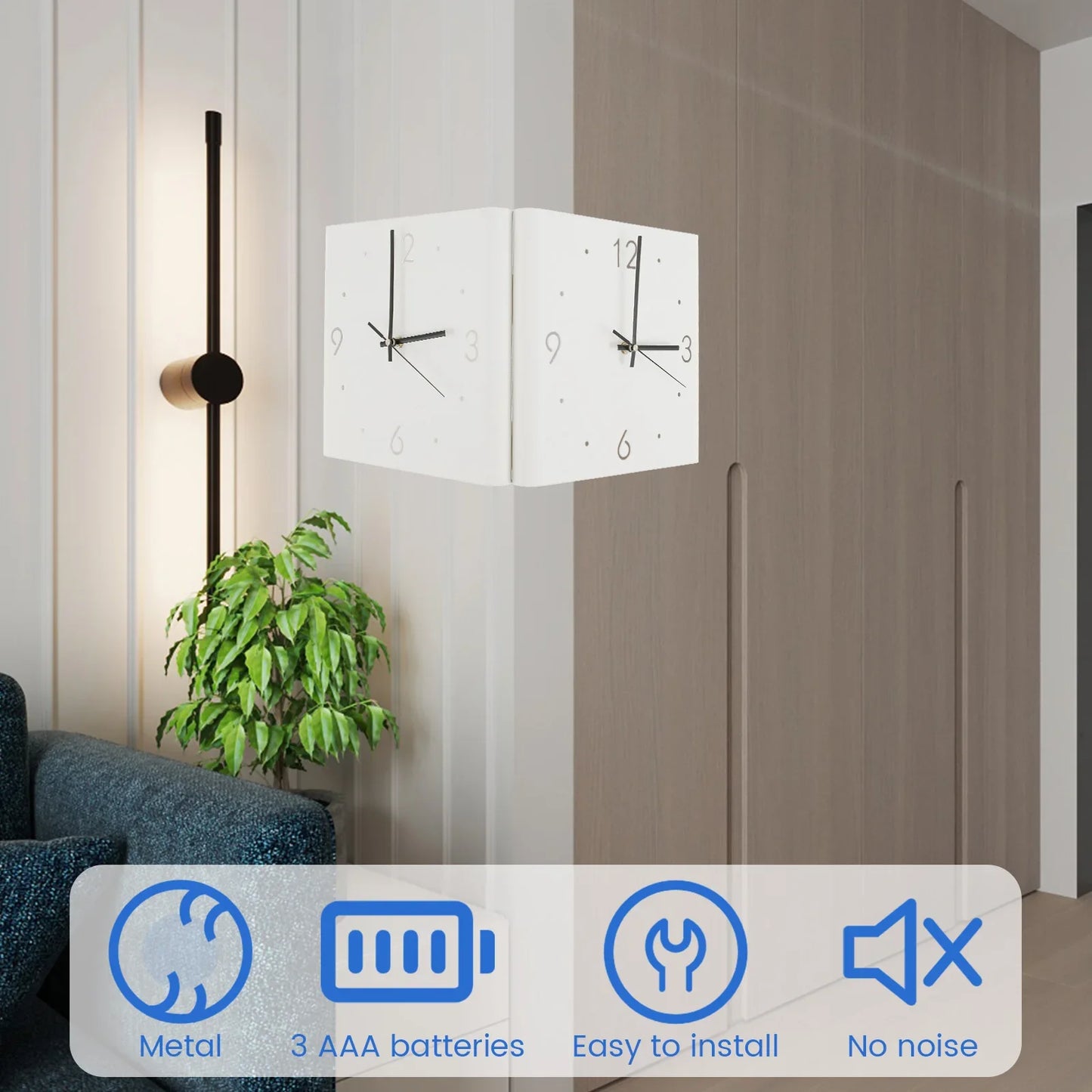 Reloj de pared de doble cara