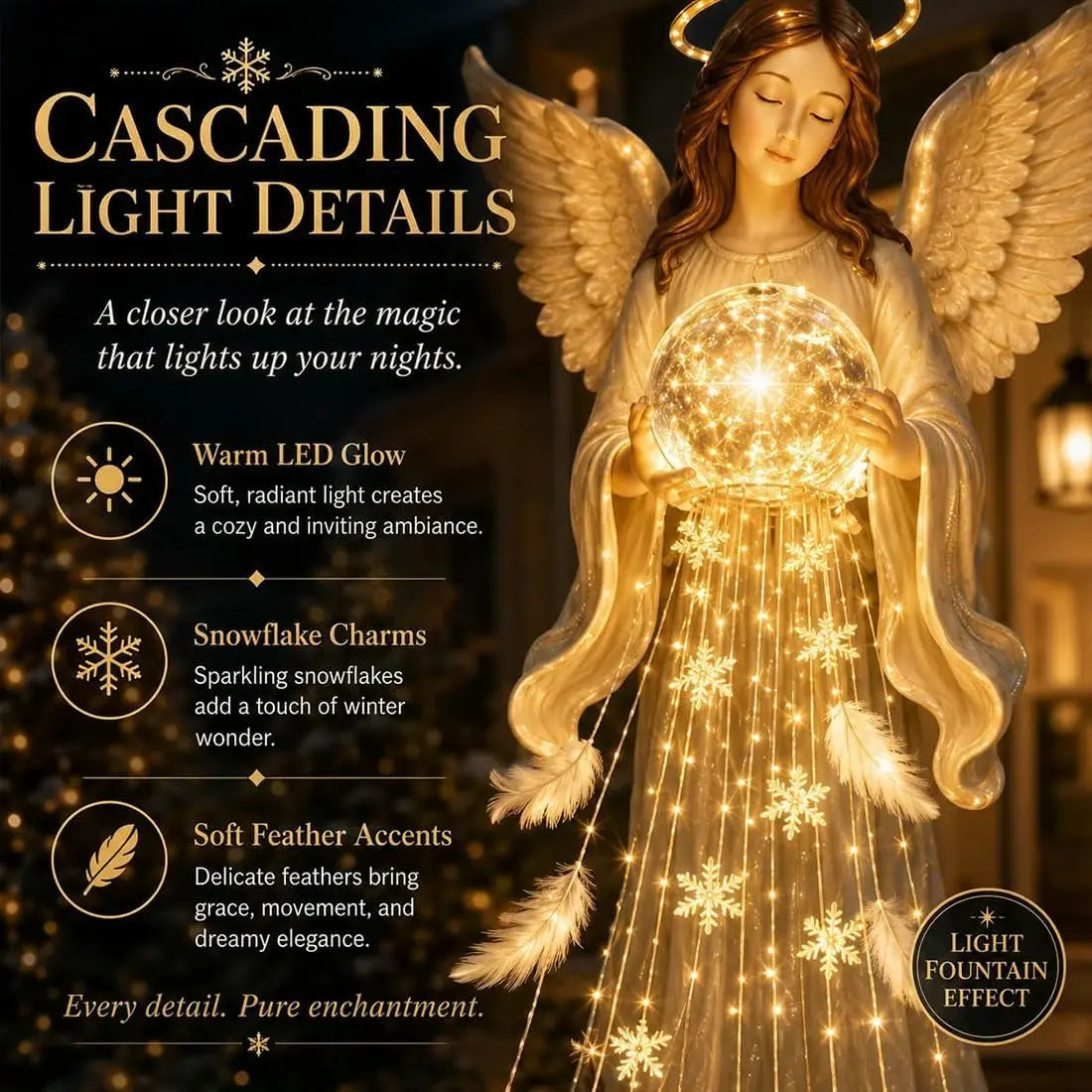 Angel Blessing Fountain Solar Cascading Garden Light