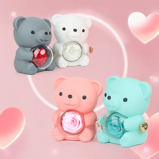 Caja para collar y anillo con forma de osito de peluche