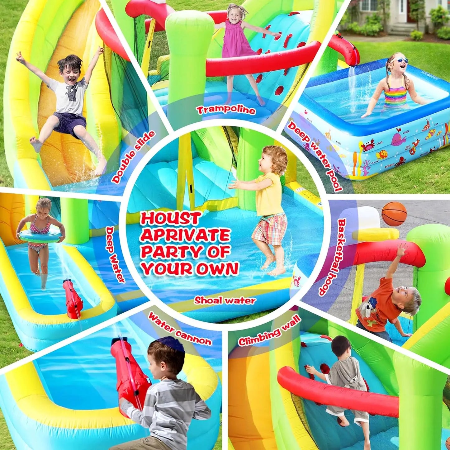 Piscina con tobogán acuático inflable