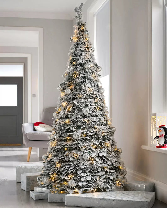 Árbol de Navidad blanco predecorado emergente de 6 pies 